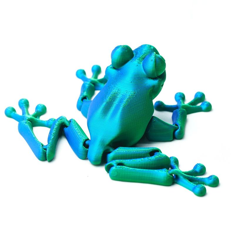 3D Printed Frog Design Figurine, Creative Joints Adjustable Collectible Toy, Desktop Ornament for Home Office Decor