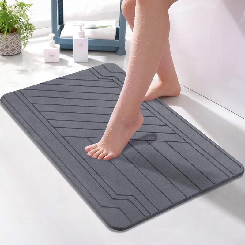 Stone Bath Mat 23.6 x 15.4in, Quick Drying Absorbent Diatomaceous Earth Bath Mat. Non-Slip Stone Shower Mat Diatomite Quick. Perfect Gift for Holiday.