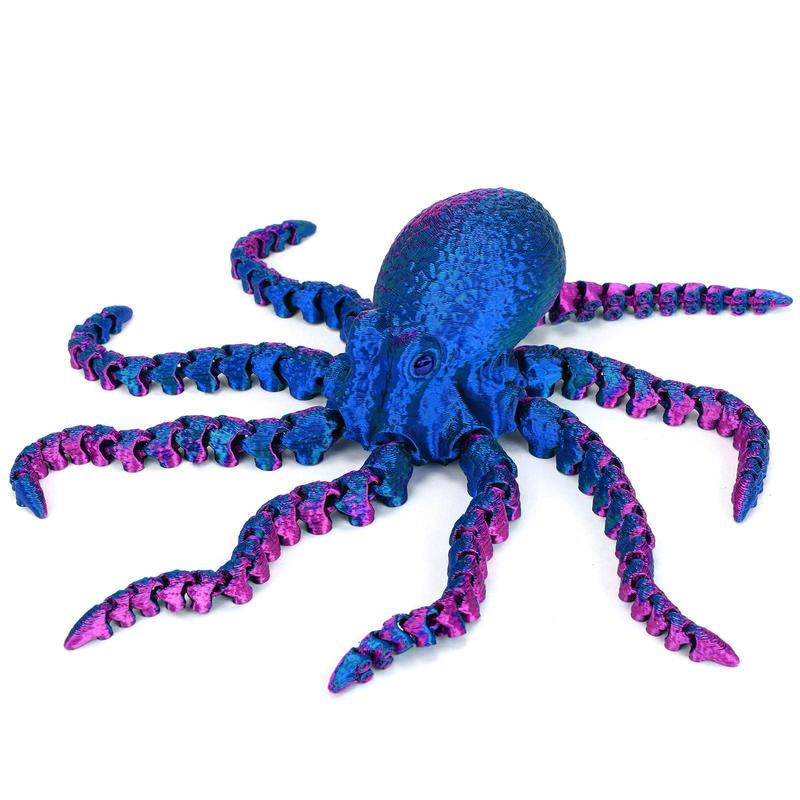 3D Printed Octopus Design Ornament, 1 Count Colorful Octopus Animal Decoration, Soft Joint Octopus Ornament, Desktop Decoration for Home Office