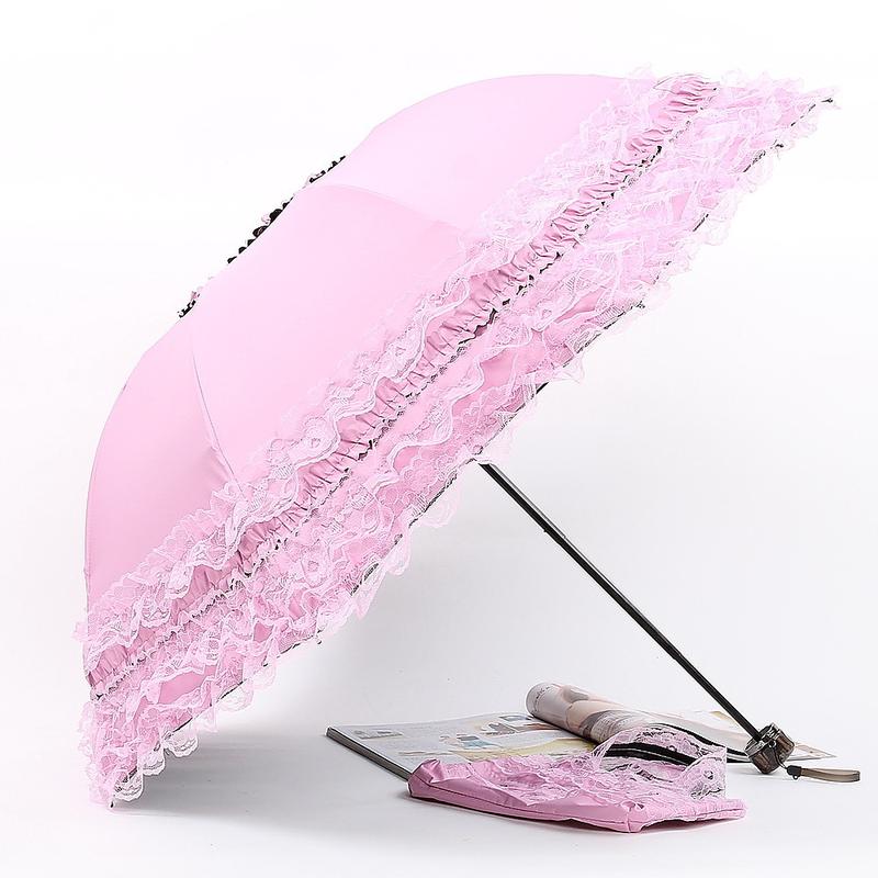 Lace Sun Umbrella Anti-UV Protection Thickened Black Glue Sun Rain Dual Use Sunshade Portable Umbrella Princess Female Parasol