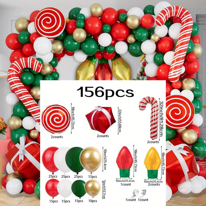 Christmas Balloon Arch Kit, 156pcs set Mixed Color Balloon Set, Balloon Garland Arch Kit for Christmas & New Year Party Decoration