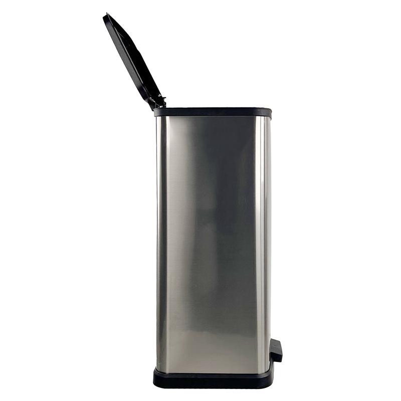 Mainstays 13.2 Gallon Trash Can, Plastic Rectangular Step Kitchen Trash Can, Silver