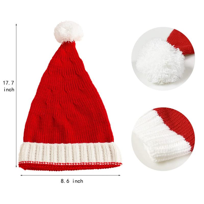 Santa Claus Hat Christmas Hat Christmas Party Hat Red Knitted Wool Hat Adult