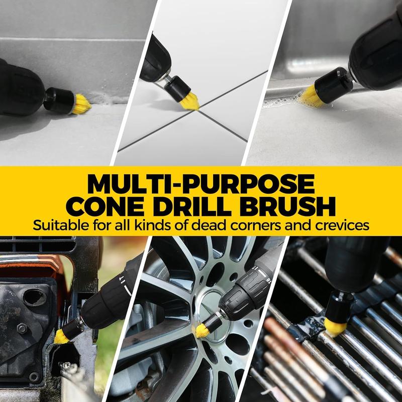 6Pack Drill Brush Power Scrubber Cleaning Brush Set for Grout, Floor, Tub, Shower, Tile, Bathroom - Black