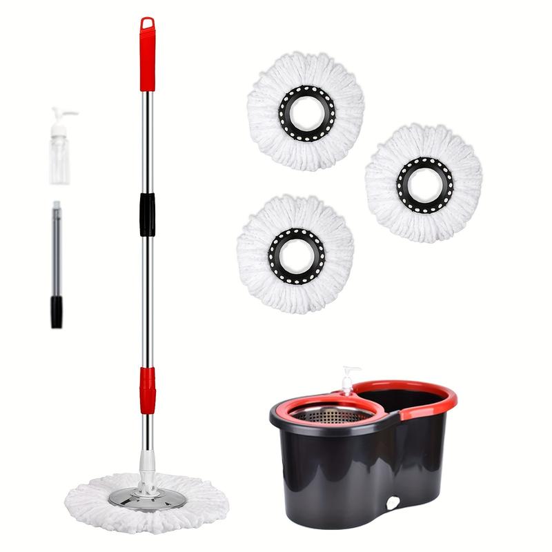 360° Spin Mop Bucket System with Adjustable Handle and 3 Mop Heads, Floor Cleaning Set for Efficient Bathroom & Floor Cleaning, Holiday Cleaning, Christmas Cleaning