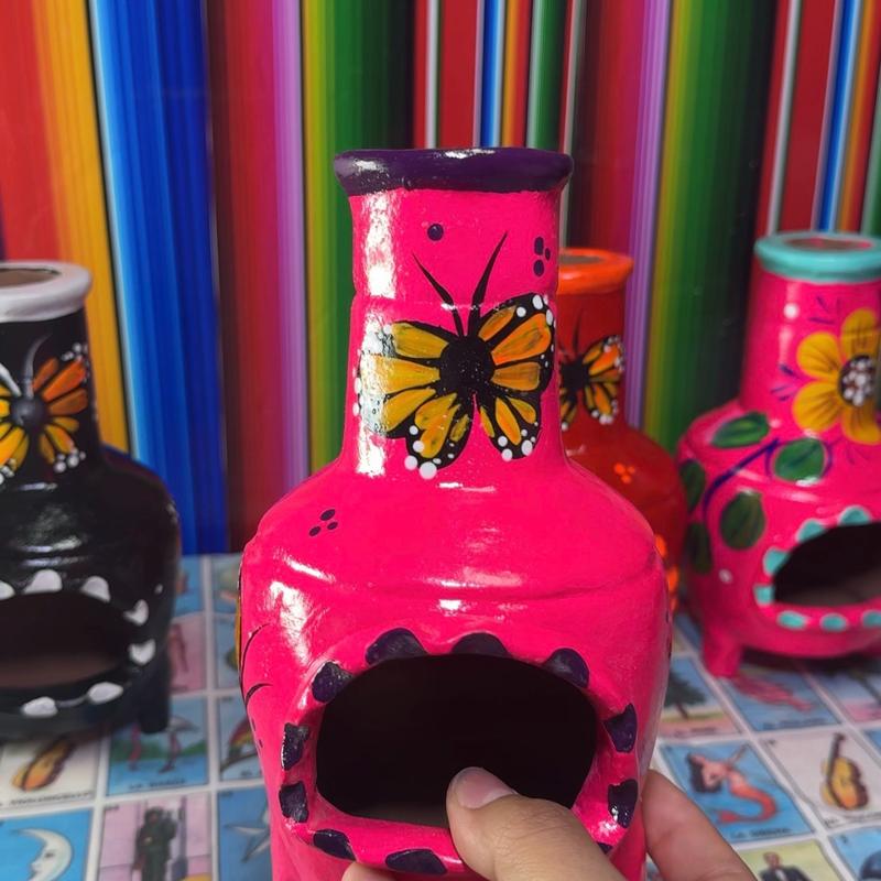 Painted mini chimney for a candle or incense