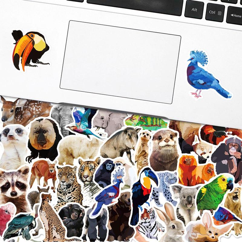 50pcs Animal Pattern Wall Sticker, Waterproof Decorative Sticker For Water Bottle Skateboard Helmet Car Bike Luggage Laptop