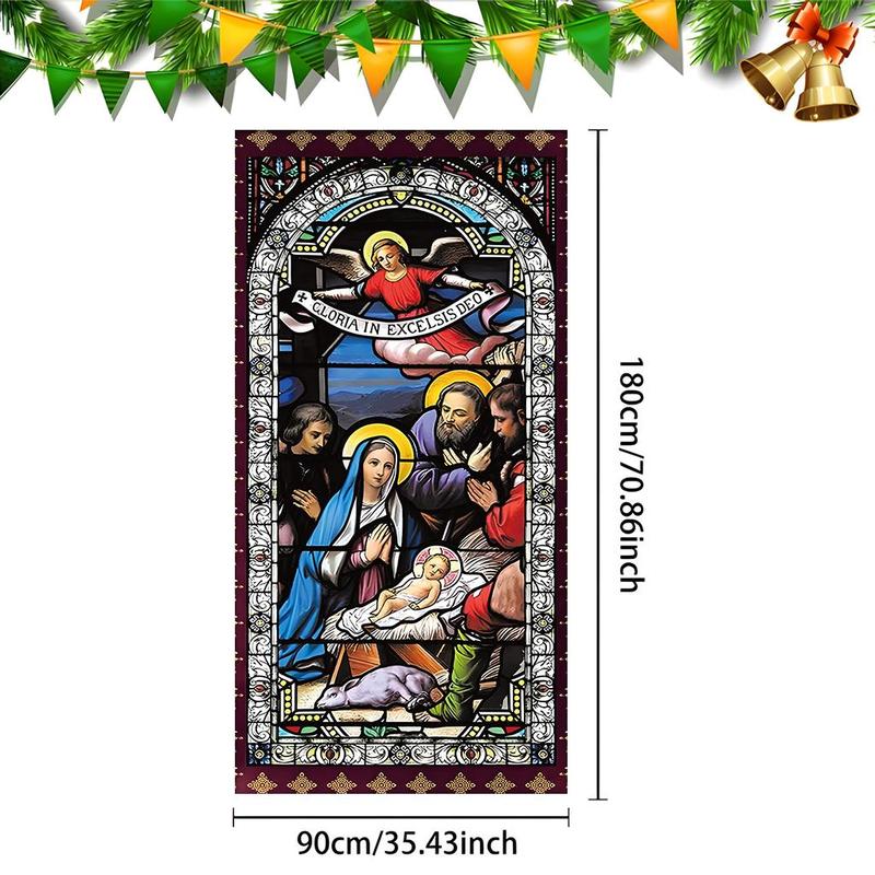 Nativity Scene Pattern Door Banner, 1 Count Christmas Themed Door Hanging Banner, Festive Backdrop for Home Living Room Bedroom Decor