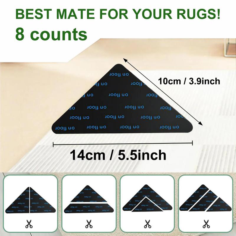 Rug Pad Gripper, 8pcs set Non-slip Rug Pad Gripper, Christmas Decor Reusable & Washable Rug Tape for Hardwood Floors & Tiles, Area Rug Pad Gripper, Household Carpet Accessories, Christmas Gifts, Christmas Decorations