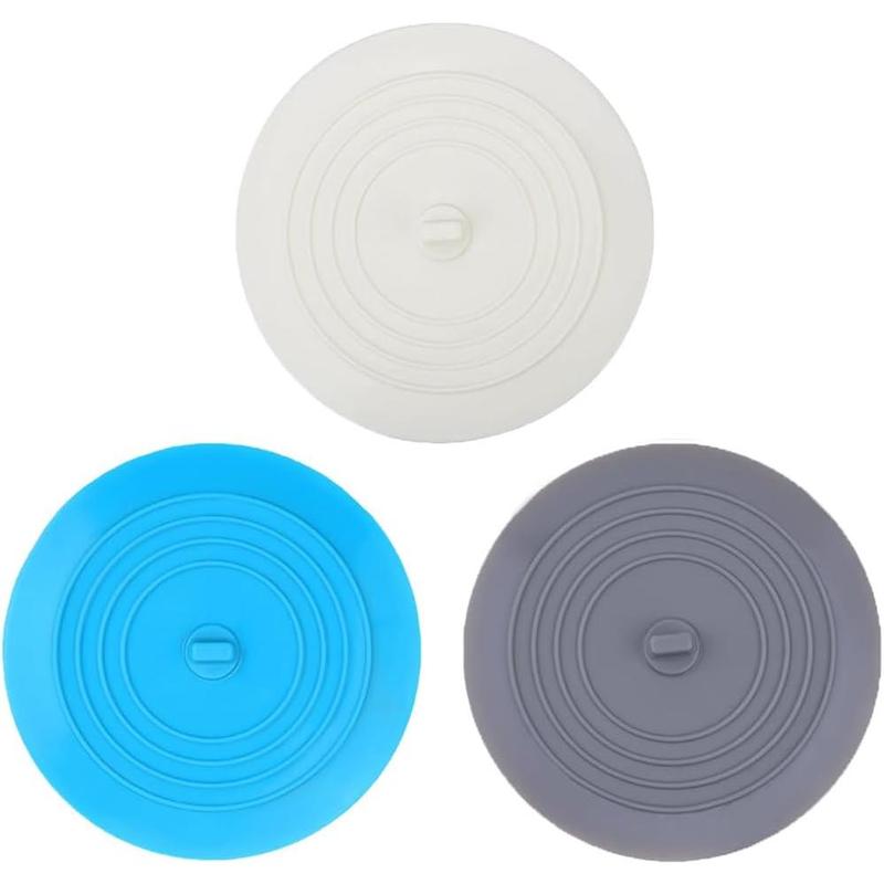 Bathtub Stopper Drain Cover 3 Pack, Silicone Tub Stopper Bathtub Drain, Bath Tub Plug Essentials Flat Suction for Kitchen Bathroom and Laundry