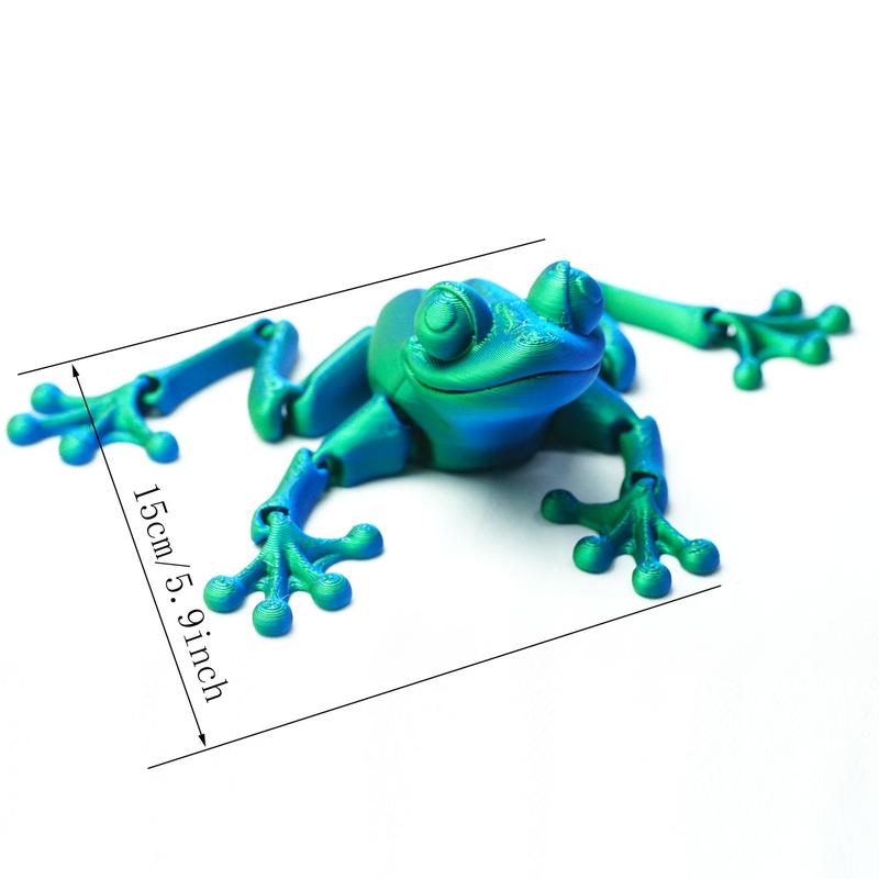 3D Printed Frog Design Figurine, Creative Joints Adjustable Collectible Toy, Desktop Ornament for Home Office Decor