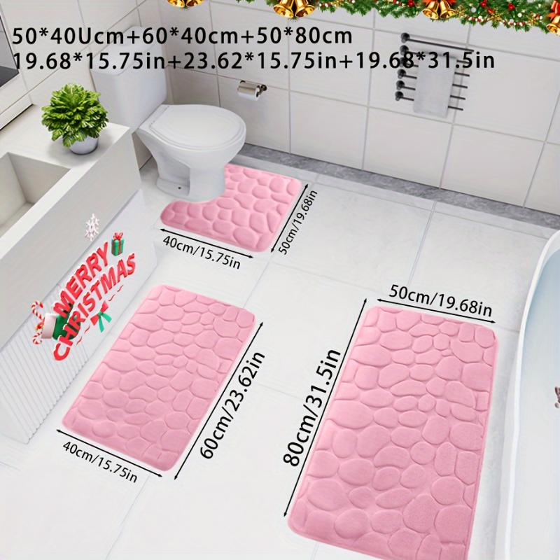 3pcs Ultra Soft Ultra Absorbent Bath Mat Set, Non-Slip Contour Carpet, Premium Bathroom Floor Mat, Bath Rug Set For Bathtub, Bathroom Accessories, Bathroom Decor Set, Home Decor Fleece