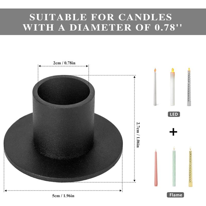 4 Pcs Black Candle Holders Retro Candlestick Holder Farmhouse Decor for Home Wedding Party Anniversary Housewarming Gifts for Women Men