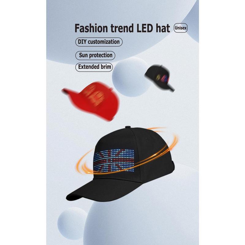 NEW 16x32 Full-Color Led Scrolling Hat With Bluetooth App For Custom Gifs Pics Text, Removable Led Display for Christmas, Party Clubs Outdoor Bar