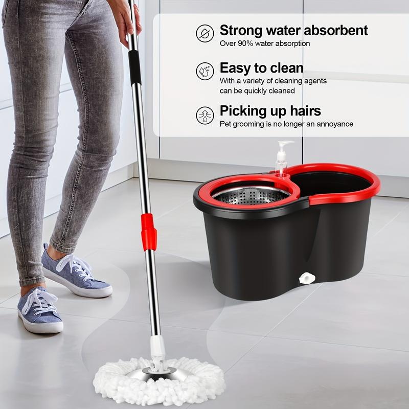 360° Spin Mop Bucket System with Adjustable Handle and 3 Mop Heads, Floor Cleaning Set for Efficient Bathroom & Floor Cleaning, Holiday Cleaning, Christmas Cleaning