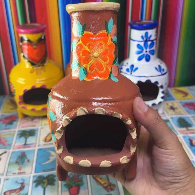 Painted mini chimney for a candle or incense