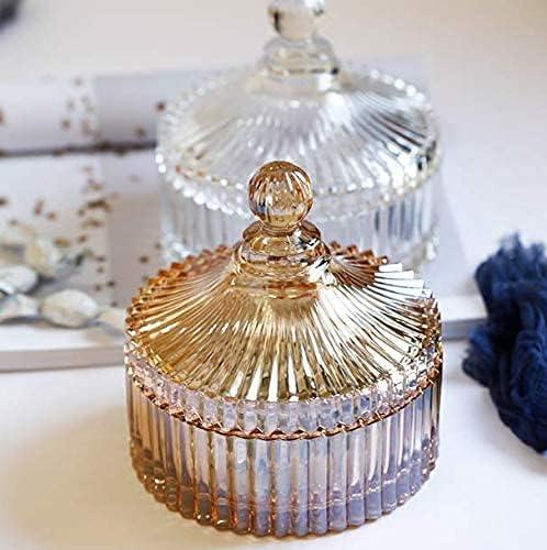 300ml 10oz Elegant Crystal Candy Jar with Lid Decorative Candy Dish Bowl Tent Shaped Glass Biscuit Jar Wedding Candy Buffet Container Boxes of Glass for Home Office Desk Gift