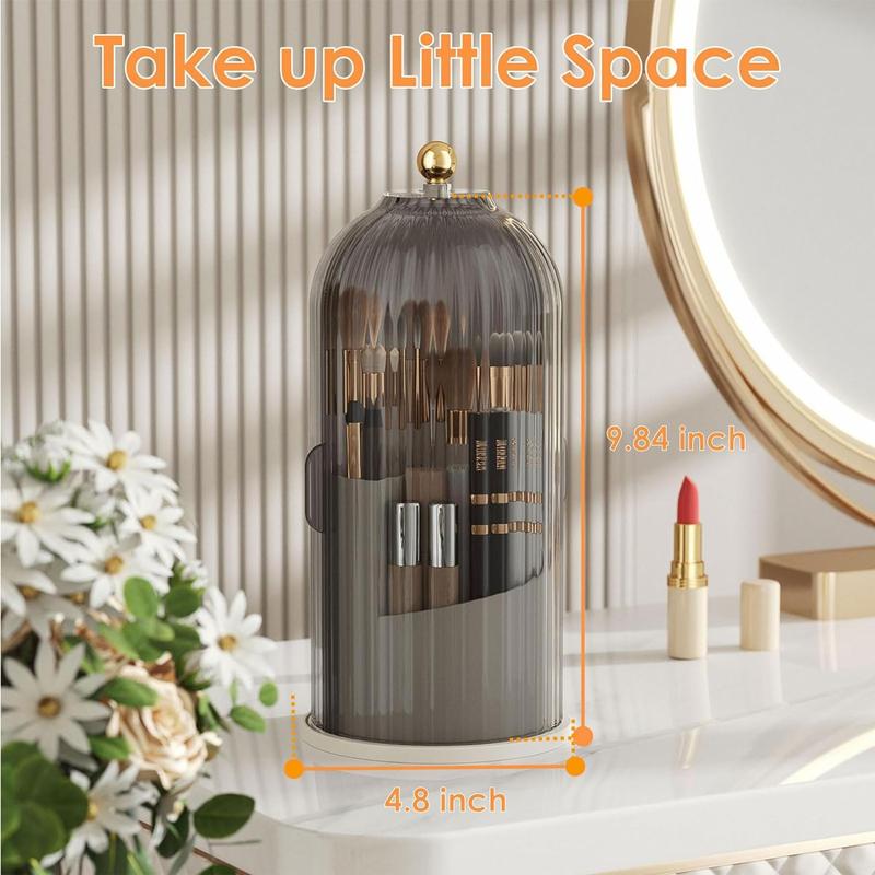 Makeup Brush Holder with Lid Cosmetic Organizer 360 Rotating Makeup Brushes Storage