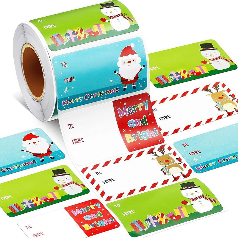 Christmas Themed Sticker Label, 200pcs roll Self Adhesive Gift Wrapping Sticker, Gift Decorative Sticker for Christmas Party