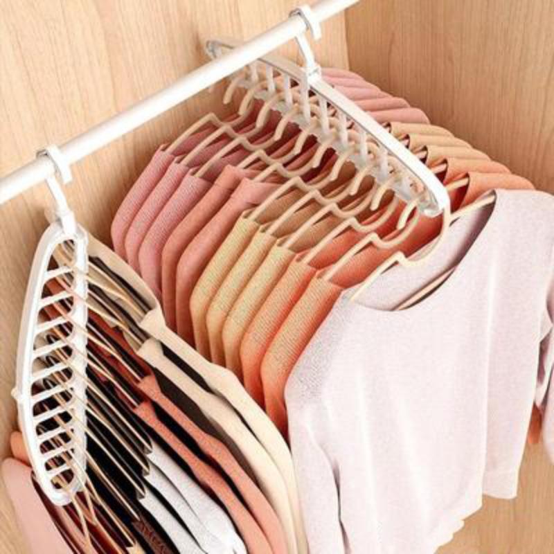 Rotatable Folding Clothes Hanger, 5 Counts set Space Saving Clothes Hanger, Modern Simple Large Capacity Clothes Hanger for Home Wardrobe Dormitory