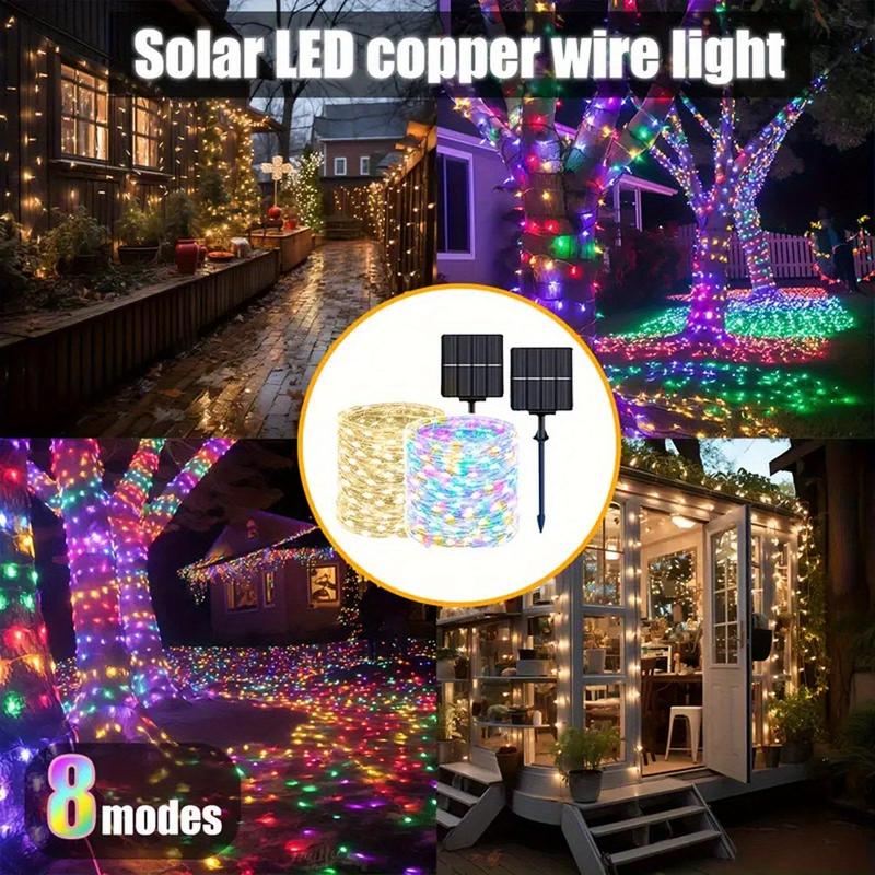 Solar Powered LED Fairy Light, 1 Count 8 Flashing Modes LED String Light, Waterproof LED Light for Garden, Patio, Wedding, Christmas, Halloween