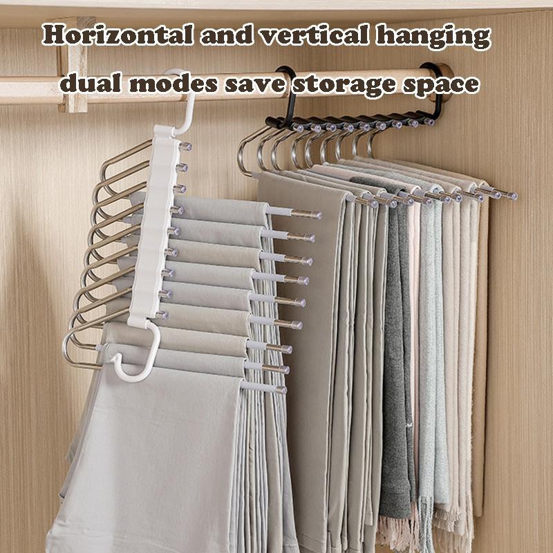 Stainless Steel Pants Hanger, 2 Counts Multifunctional Space Saving Pants Rack, Home Organizer for Closet, Bedroom, Living Room, Office