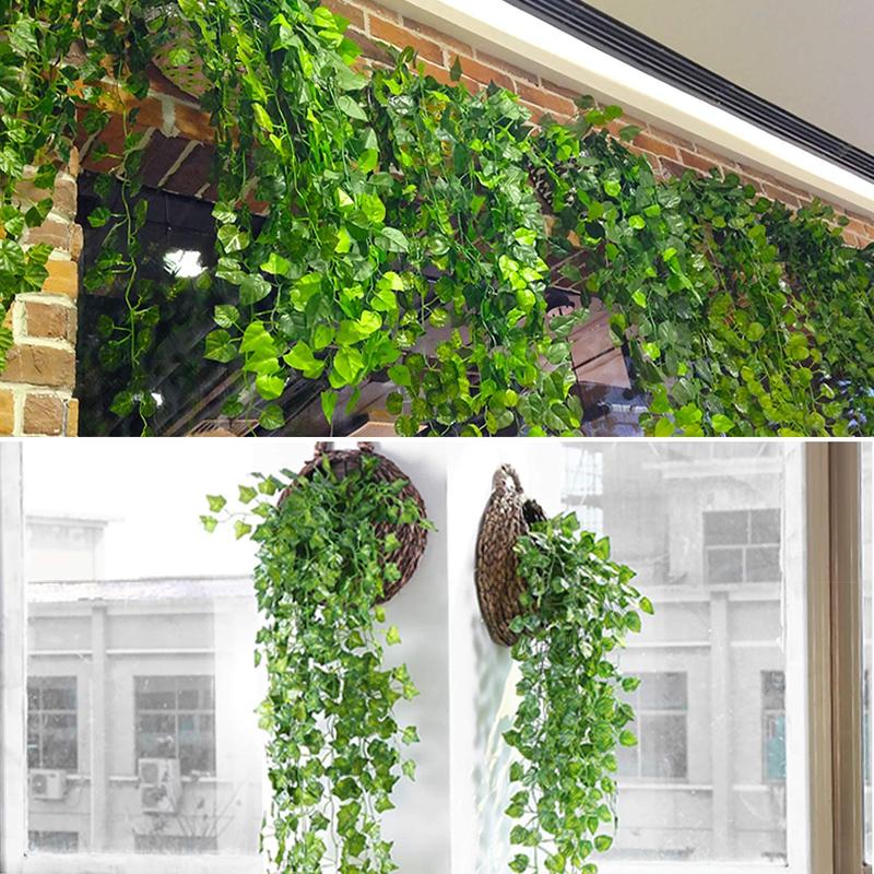 Artificial Ivy Leaves, 12pcs set Fake Ivy Leaves, Fake Hanging Plant Vine, Greenery Garlands for Bedroom Wall Decor, Wedding Party Living Room Decor