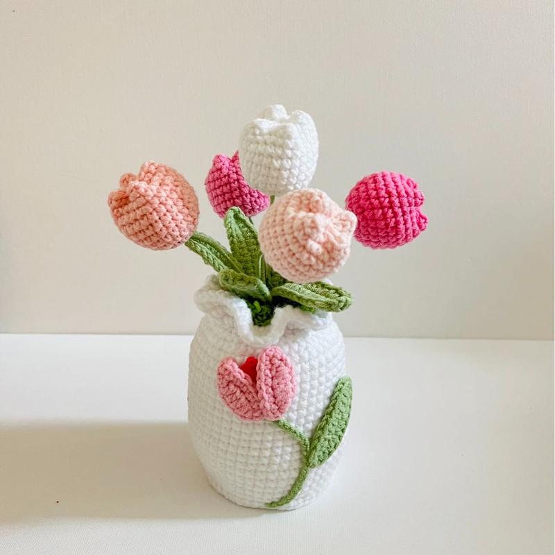 christmas gift+thanksgiving gift+crochet potted plant+potted flowers+potted sunflower+sunflower vase+home decoration+desk decoration+car decoaration+mother's day gift+pink+red+creative gift+unique gift+house warm