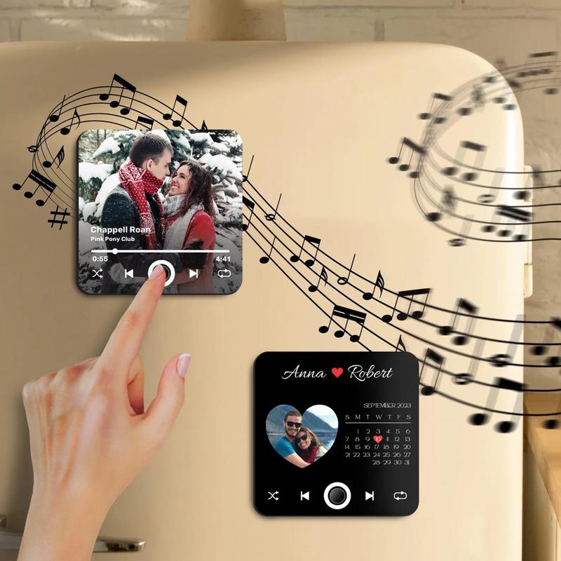 Personalized Fridge Magnet Music Album, Plays Custom Song, Photo Album Cover Unique Gift For Couples, Music Lovers And Home Decor Accessory