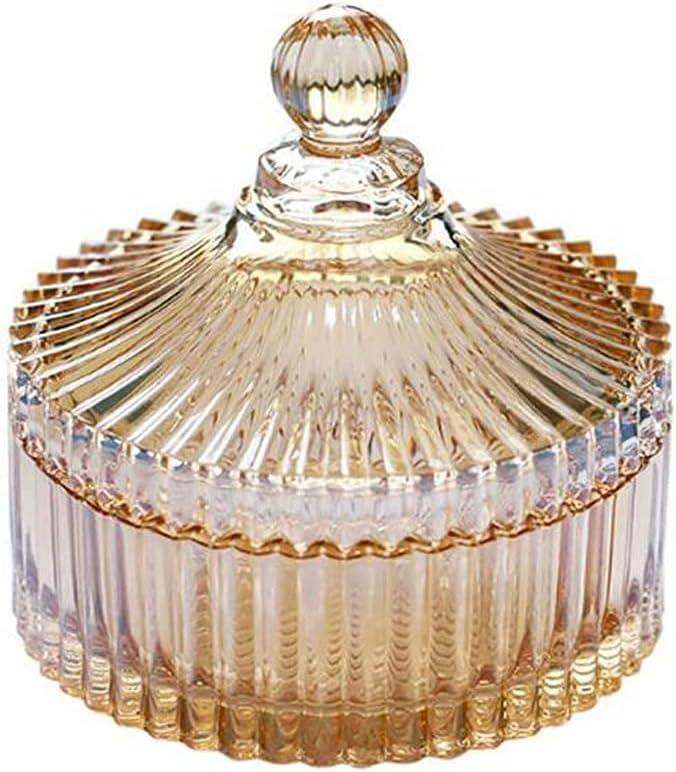 300ml 10oz Elegant Crystal Candy Jar with Lid Decorative Candy Dish Bowl Tent Shaped Glass Biscuit Jar Wedding Candy Buffet Container Boxes of Glass for Home Office Desk Gift