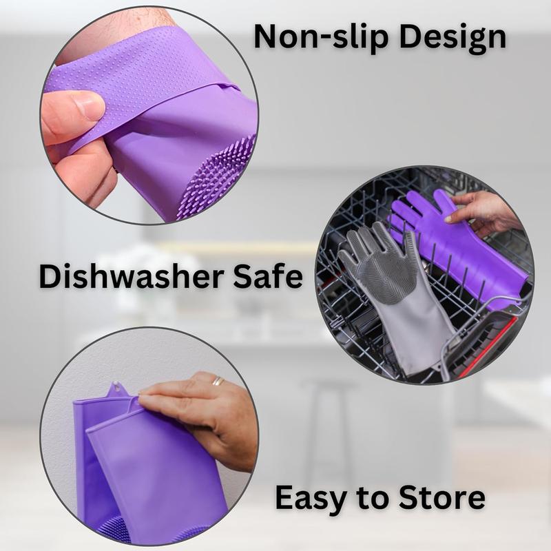 Dog Washing Gloves with Bristle Scrubbers, Reusable Silicone Gloves ideal for Pet Bathing, Massaging & Grooming