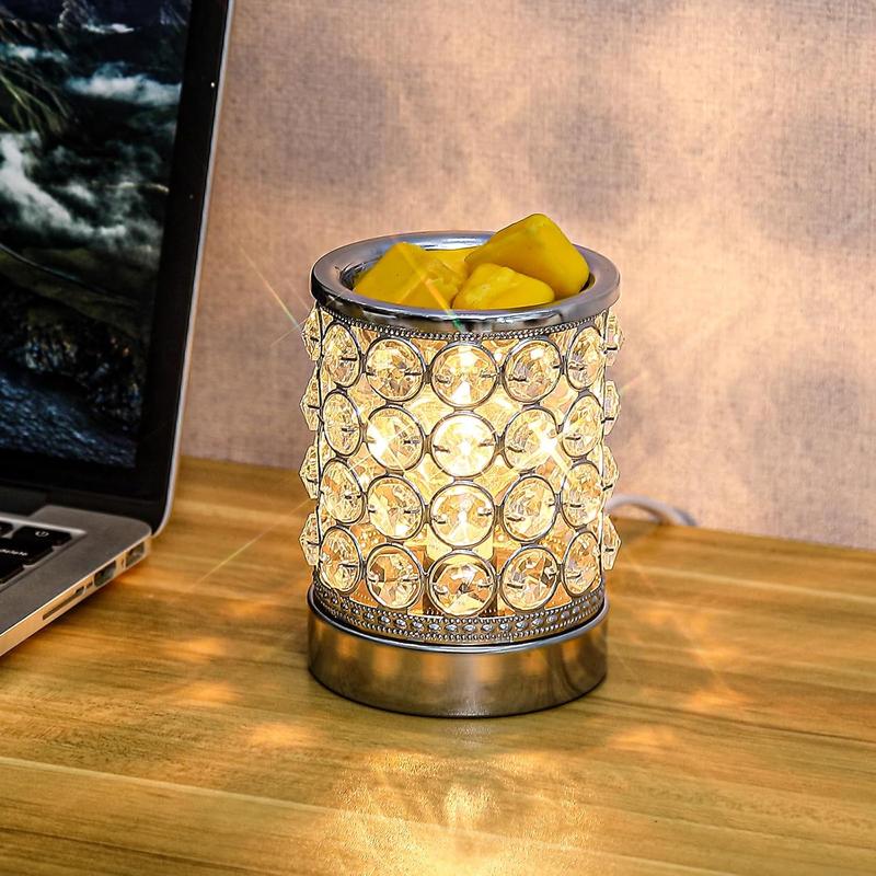 Electric Crystal Wax Melt Warmer - Bulb Heating, Elegant Crystal Design, Quickly Melts Wax Blocks, Releases Long-Lasting Fragrance, Perfect Candle Wax Burner and Wax Warmer for Home Decor