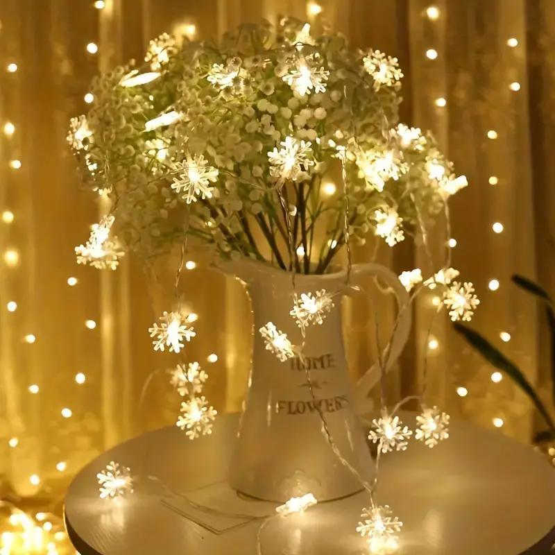 Christmas Snowflake Shaped LED String Light without Battery, 1 Count Battery Powered LED String Light, Decorative Light for Home Party Wedding Festival