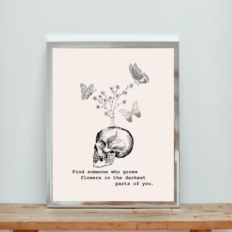 Find Someone Who Grows Flowers In The Darkest Parts of You, *NEW* Beige Background, ZB Wall Art, Sun To Me, ZB Poster