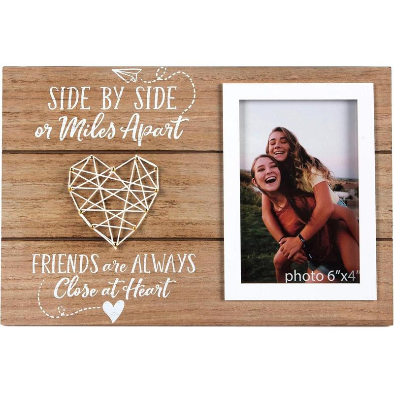 Friends Picture Frame Gift - Long Distance Friendship Gifts For BFF - Friend Birthday Gifts for Women, BFF, Bestfriend, Besties - Side By Side Or Miles Apart - 6X4 Inches Cute Photo