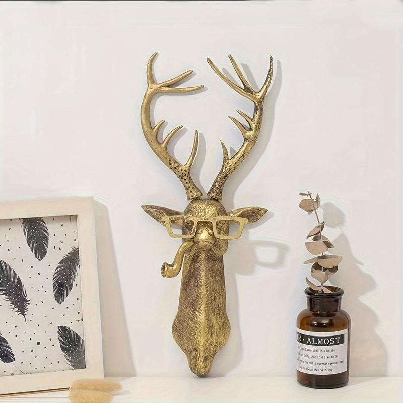 Animal Design Wall Hanging Decoration, 1 Count Creative Reindeer Antler Wall Decor, Hanging Ornament for Home Bedroom Living Room Office Fireplace