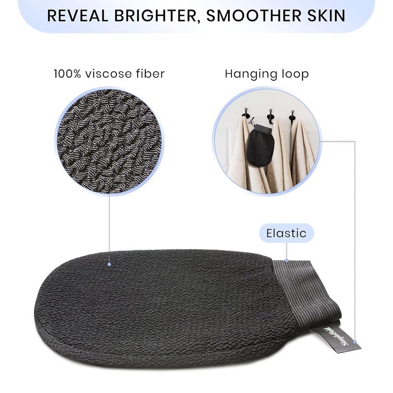 Korean Exfoliating Mitt for Remove Dead Skin. 2 Pack  Viscose Deep Kessa Exfoliating Gloves for Body Scrub, Keratosis Pilaris and Self Tanning. Easily Smooth Skin Surface.