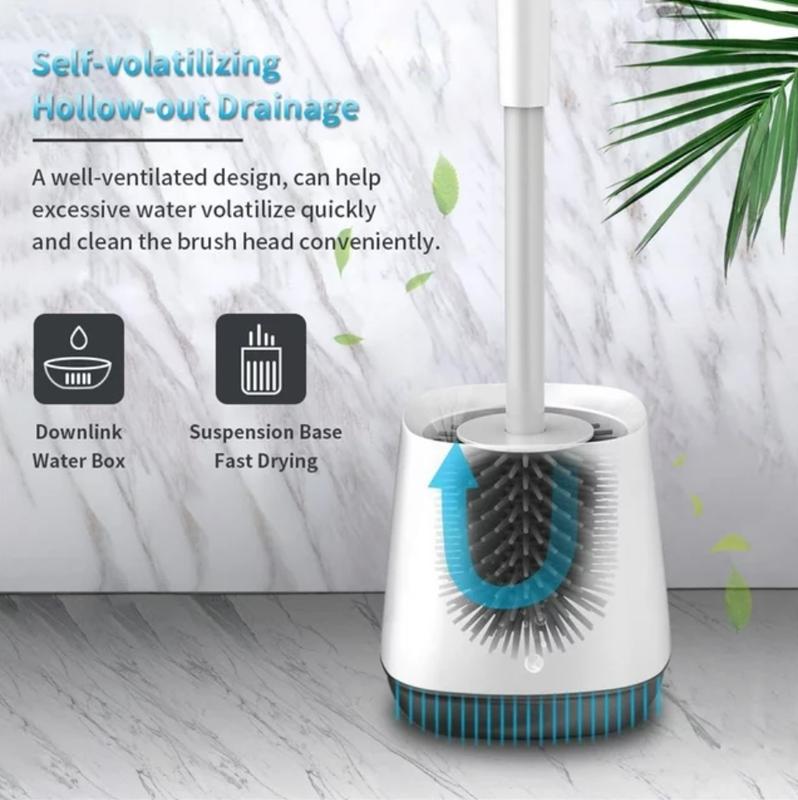 Silicon Toilet Bowl Brush with Tweezers for Bathroom Cleaning, White - Silicone, Traditional Aluminium Cleaner