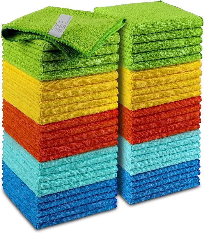 Microfiber Cleaning Cloths-50 Pack, Premium All-Purpose Car Cloth, Lint Free, Scratch-Free, Absorbent Cleaning Towel for Cars, SUVs, House, Kitchen, Window, Gifts(12in.x12in.)