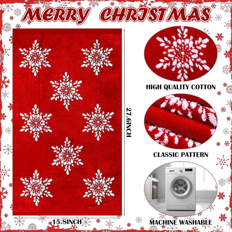 Christmas Snowflakes Hand Towels Red Winter Xmas Bathroom Towels Highly Absorbent Soft Kitchen Dish Towel Retro Christmas Towel for Holiday Decor Home Decorations, 15.8 x 27.6 inch