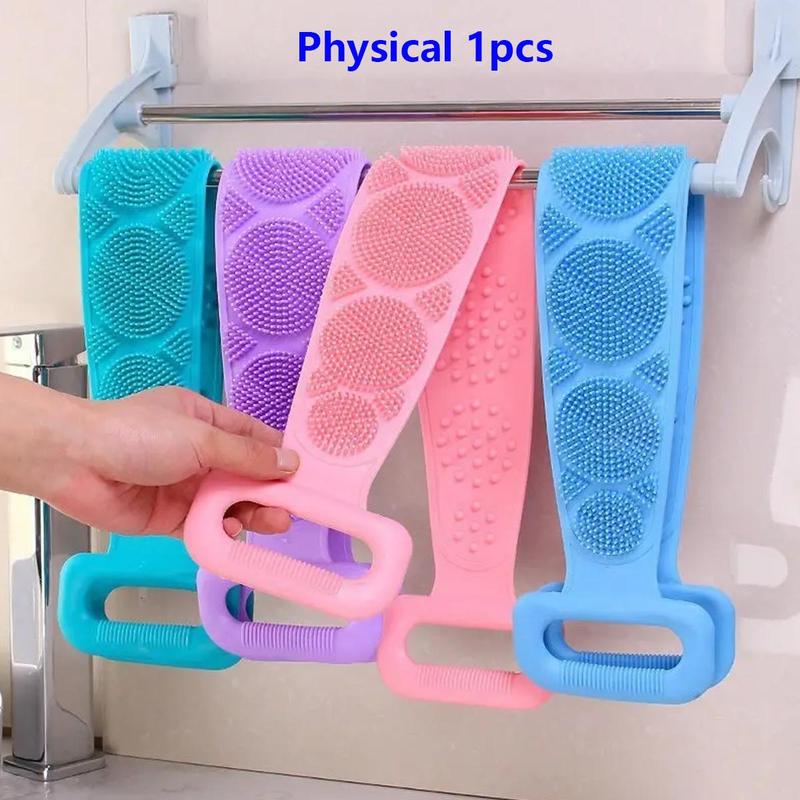 Random Color Bath Back Scrubber Strap, Fathers Day Gift, Skincare Bath and Body Exfoliating Back Scrubber for Men & Women, Summer Long-double-sided Silicone Bath Belt