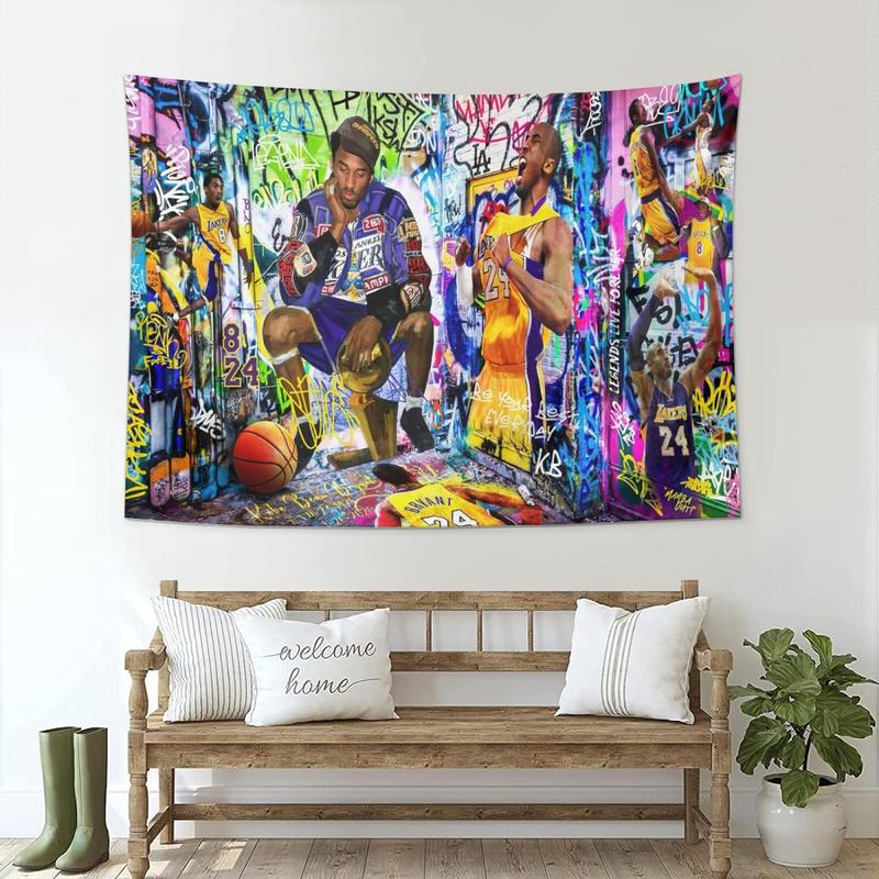 Basketball Player Tapestry Sports Posters Graffiti Wall Art Collage Basketball Greats Banner Background For Home Living Room Bedroom Boys Room Decor Party Gifts 40