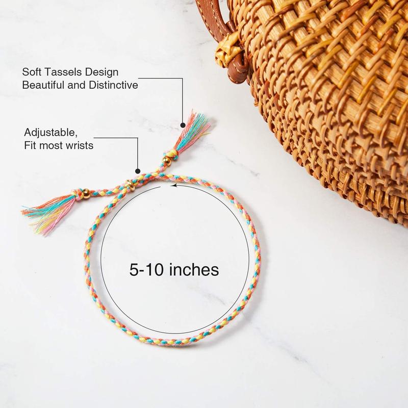 28 Count Woven Wrap Friendship Bracelets Handmade Braided Friendship Bracelet Adjustable Colorful Beaded Bracelet