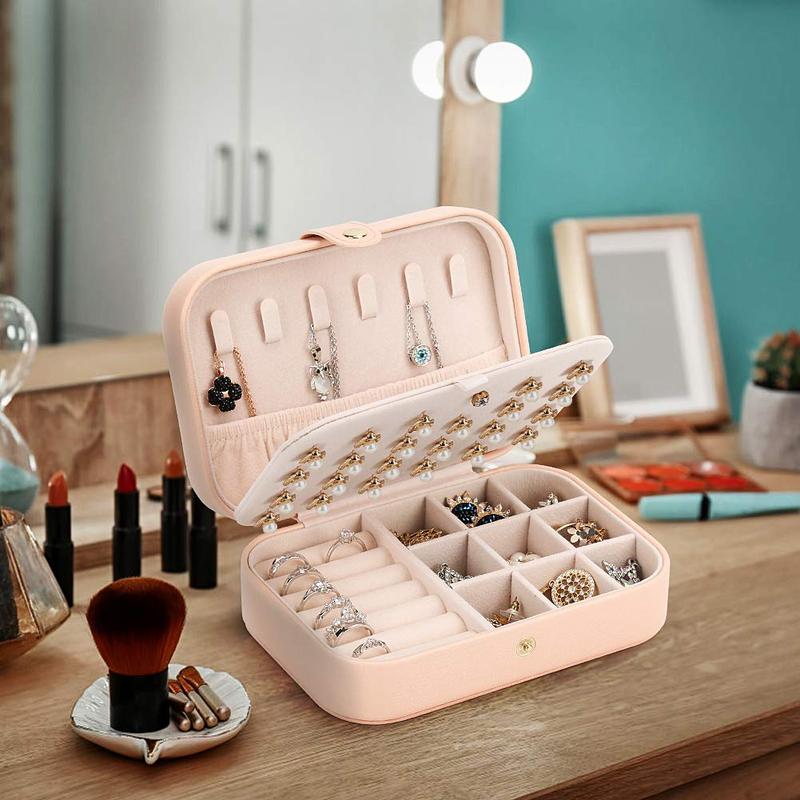 Jewelry organizer-jewelry organizers and ,jewelry box,Mini Jewelry case Double Layer Travel Jewelry Organizer for Women Girls Gift cosmetic storage