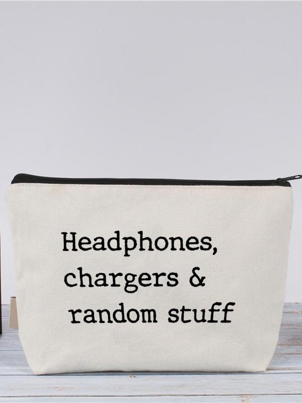 Letter Pattern Case, 2024 New Style Casual Storage Bag, Chargers and Cables Bag, Personalized Charger Pouch, Dad Gift for Father's Day, Men Birthday Present