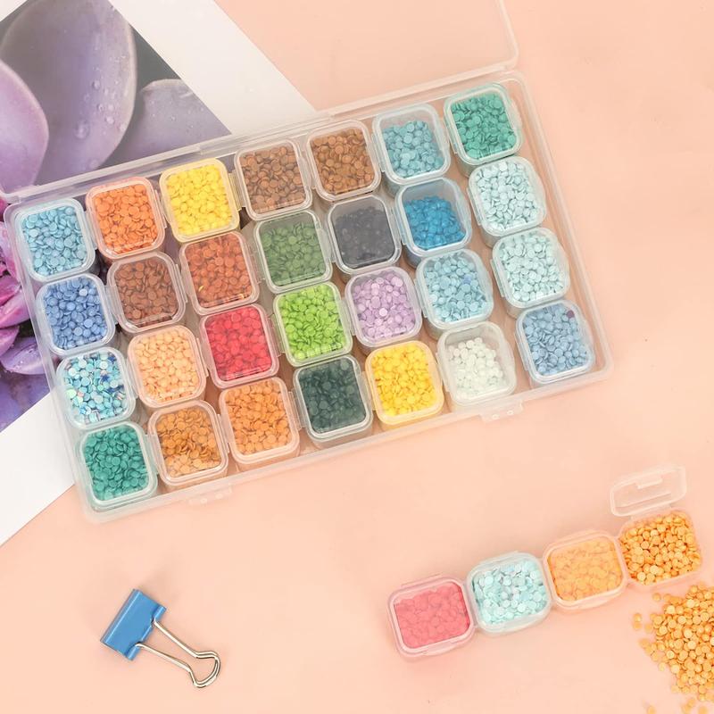 168 Slots Diamond Painting Storage Containers, 6pcs 28 Grids Clear Diamond Painting Accessories and Tools Boxes Bead Organizers Diamond Art Embroidery Storage with Label Stickers