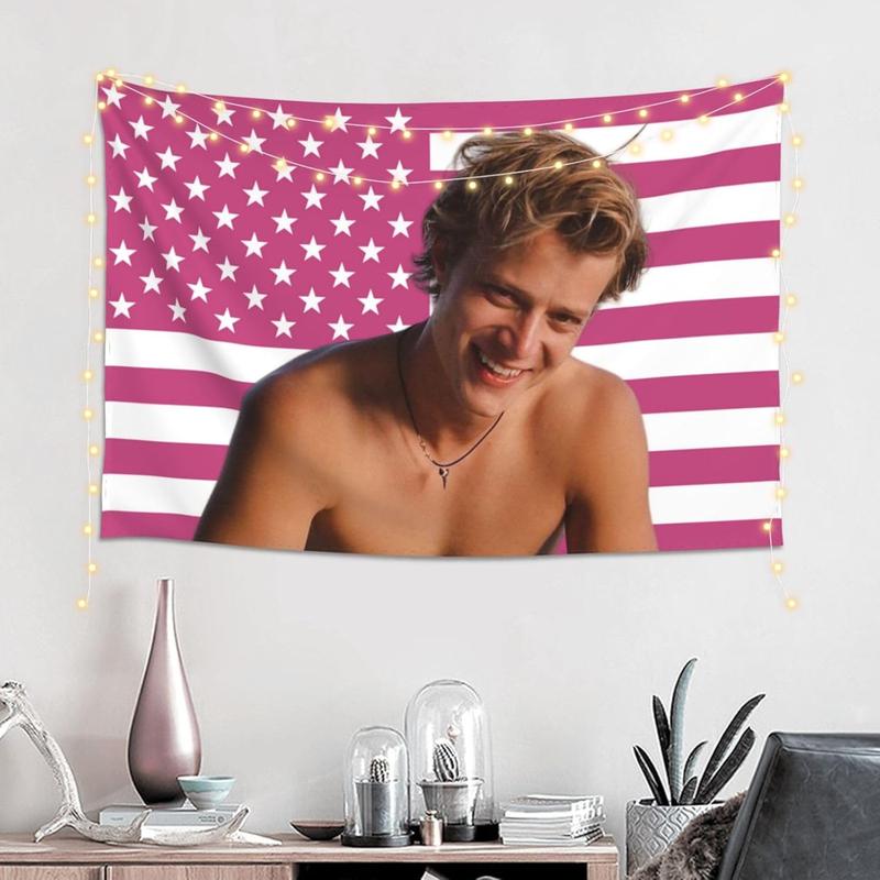 JJ Maybank Pink American Flag Poster Tapestry For College Dorm Bedroom Living Room Office Party Decoration Maybank Merch Fan Gift