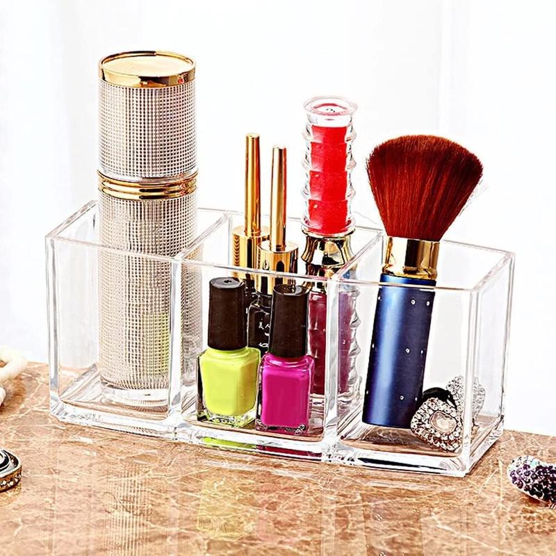 Clear Makeup Brush Organizer, Acrylic Cosmetics Brushes Storage Holders, Cute Pen and Pencil Holder for Desk Boxes