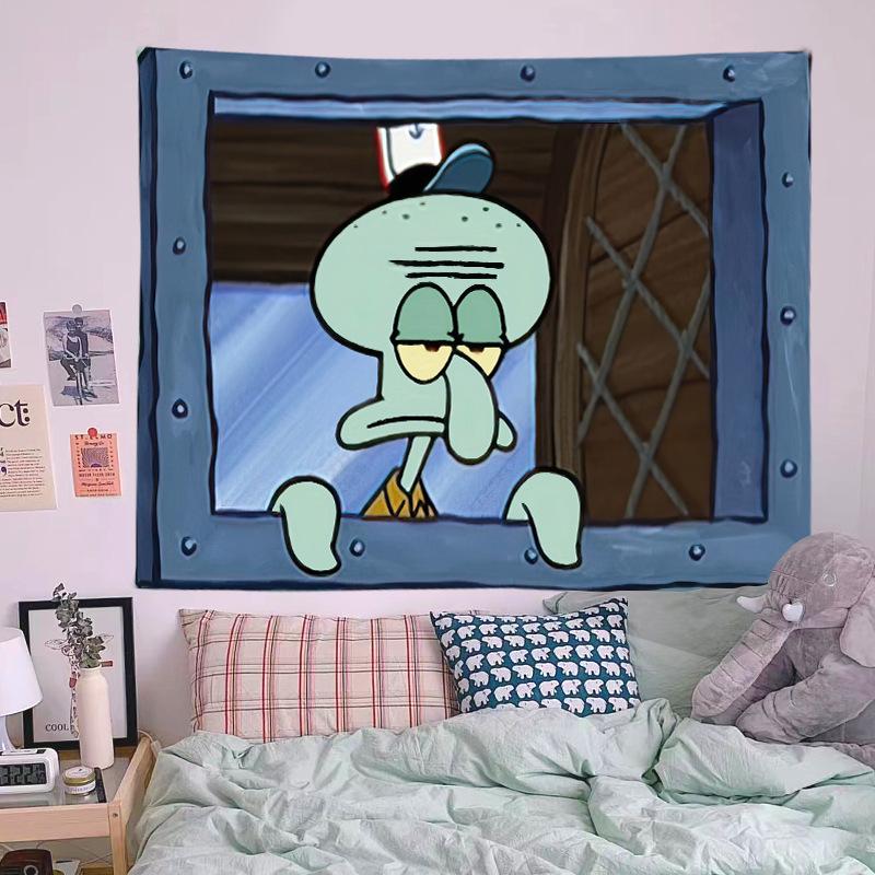 sponge baby Cartoon Back WallTapestry Wall Decoration BackgroundCloth Bedroom Dormitory RentalRoom Wall Tapestry. AnimeSquidward University DormitoryPrivate Room Man Cave FraternityWall Decoration Plastic Surgery