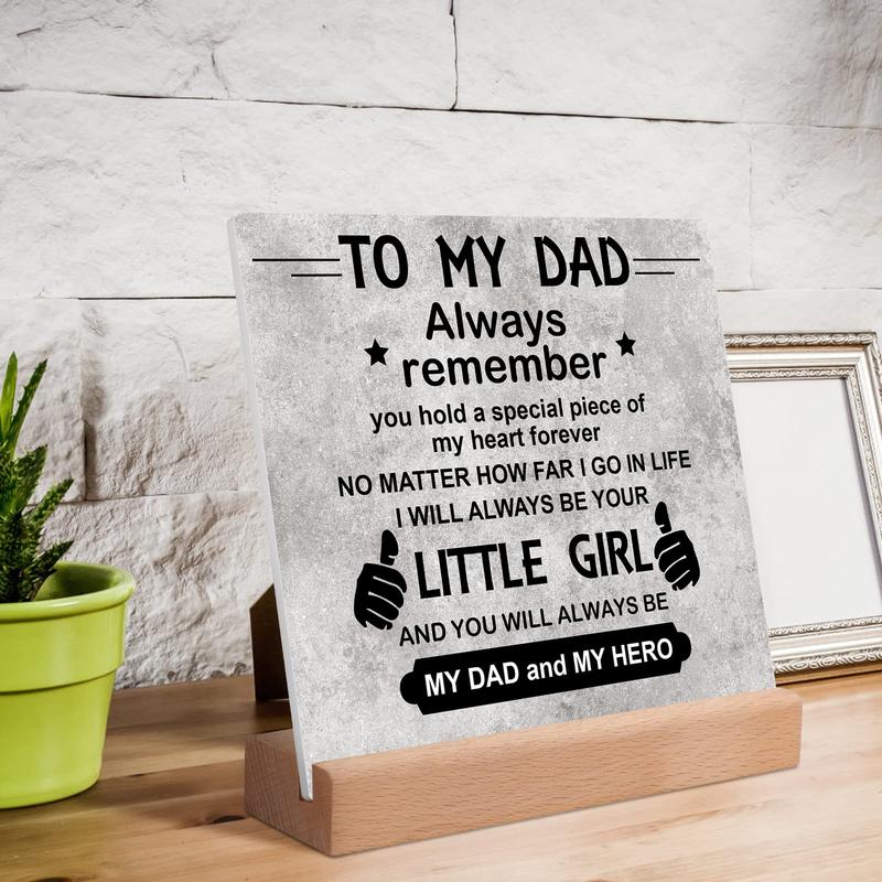 Dad Gifts for Christmas, Fathers Day Gifts for Dad from Daughter Acrylic Plaque, Desk Decorative Sign for Home Office Dad Birthday Gifts